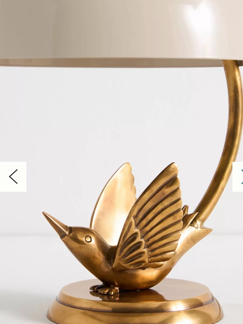 Anthropologie Gold Hummingbird Lamp